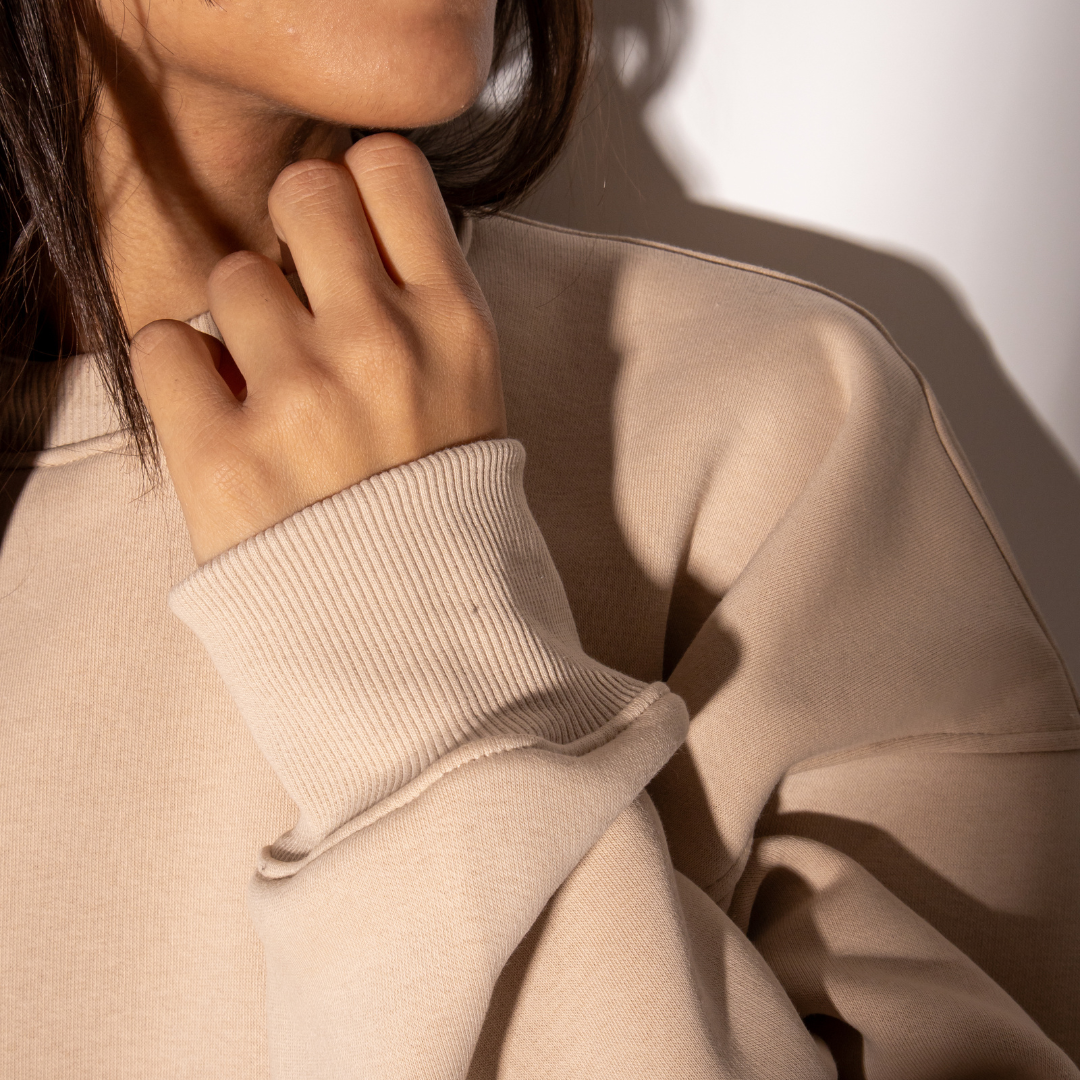 Drop Shoulder Crewneck - Beige
