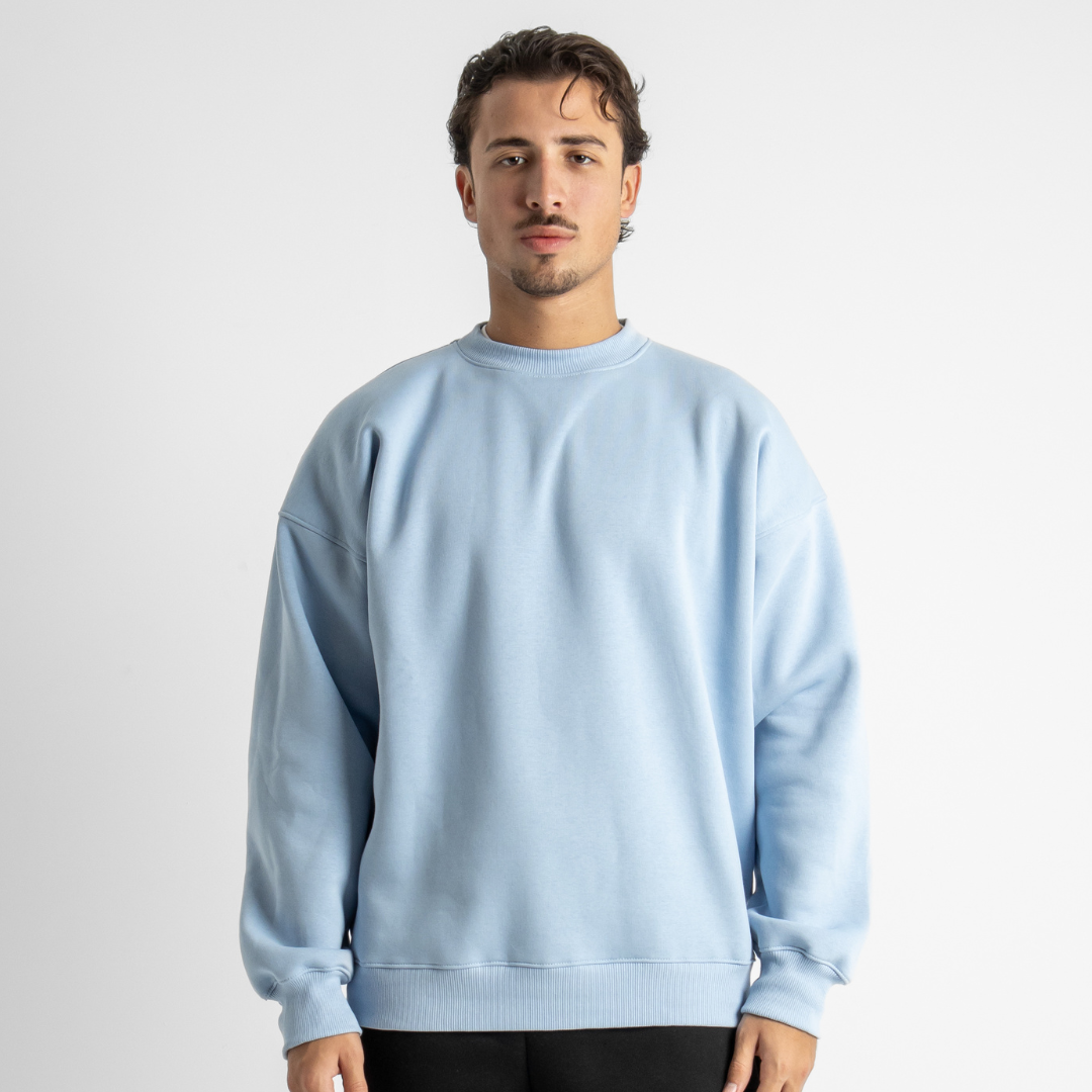 Drop Shoulder Crewneck - Light Blue
