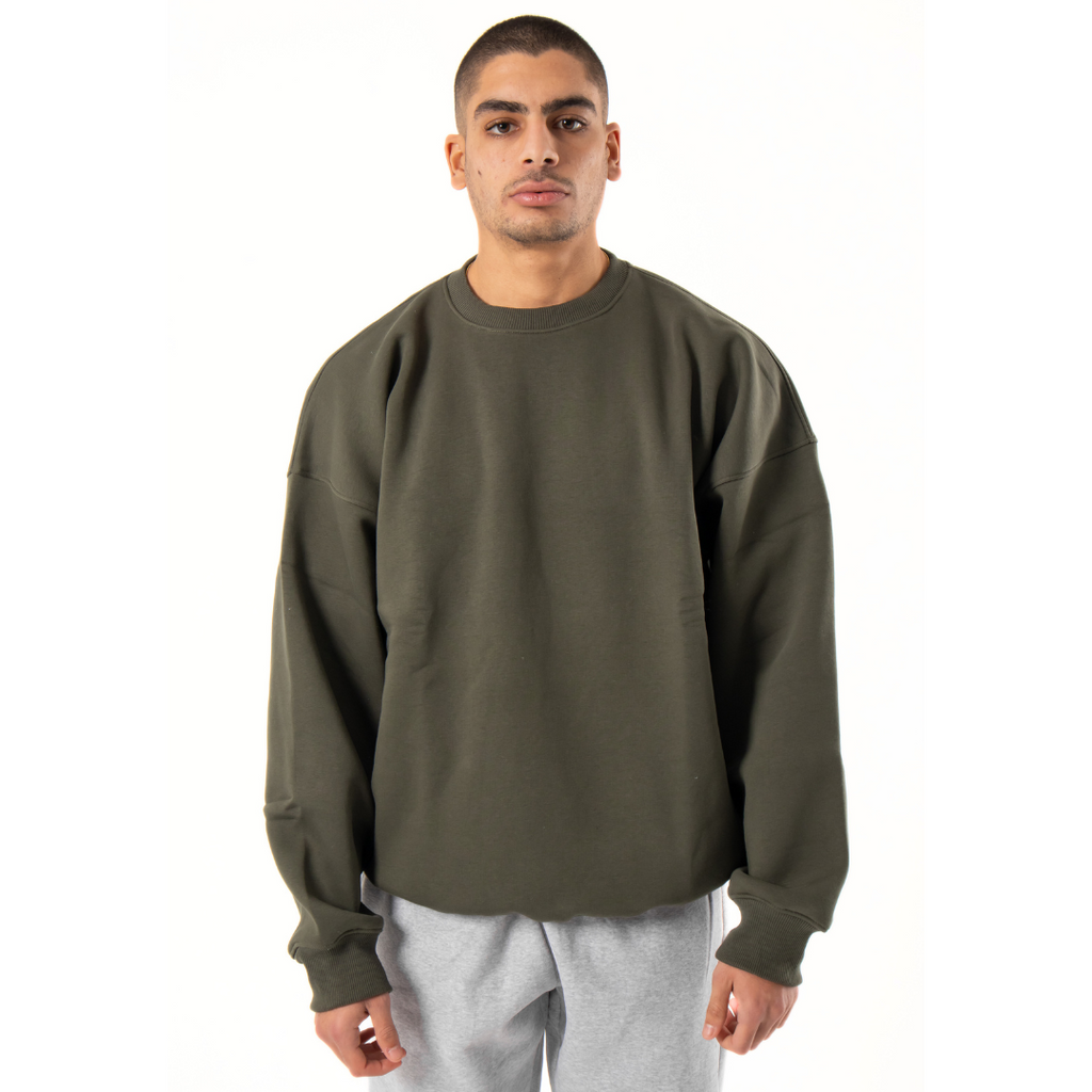 Drop Shoulder Crewneck - Olive
