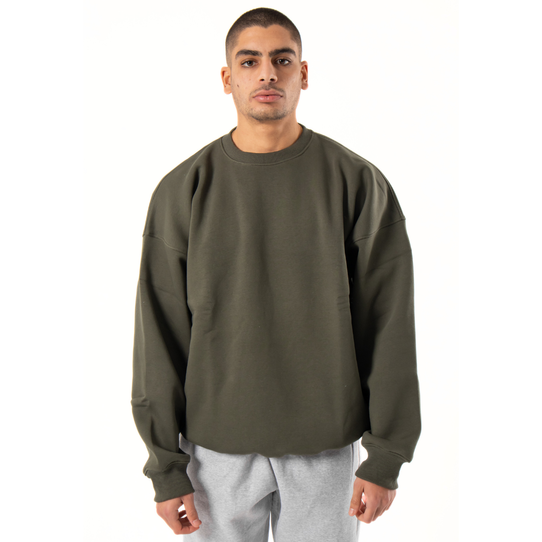 Drop Shoulder Crewneck - Olive