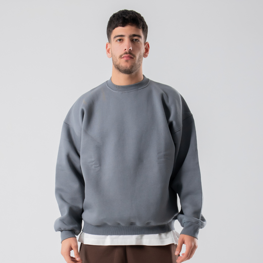 Drop Shoulder Crewneck - Grey