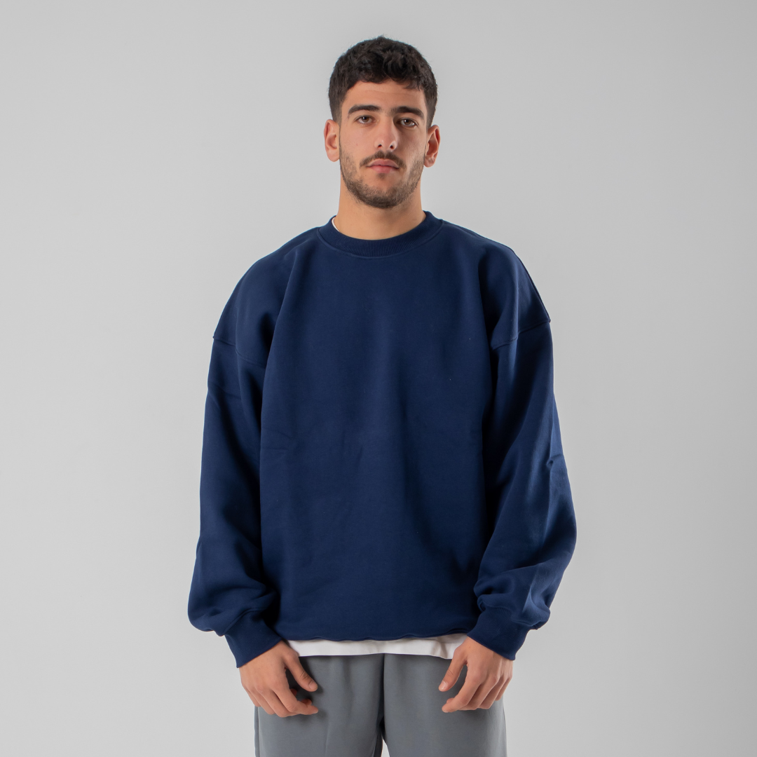 Drop Shoulder Crewneck - Navy