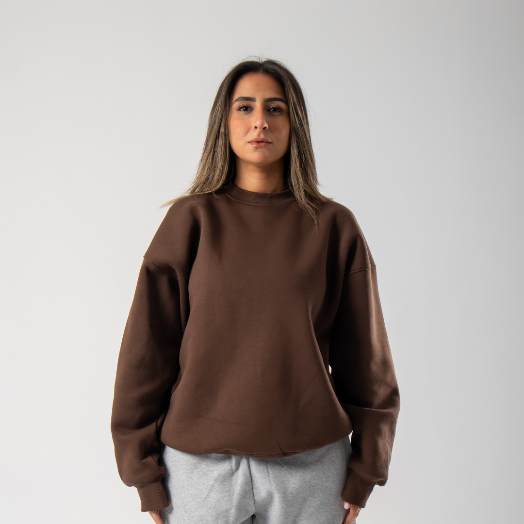 Drop Shoulder Crewneck - Brown