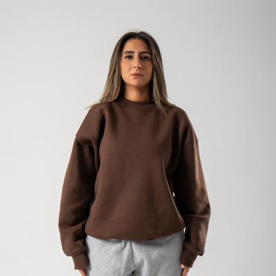 Drop Shoulder Crewneck - Brown