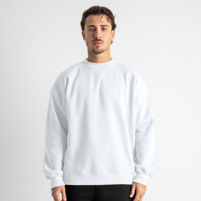 Drop Shoulder Crewneck - White