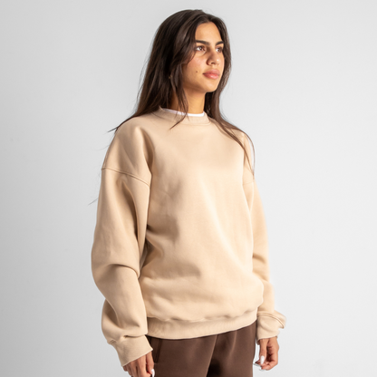 Drop Shoulder Crewneck - Beige