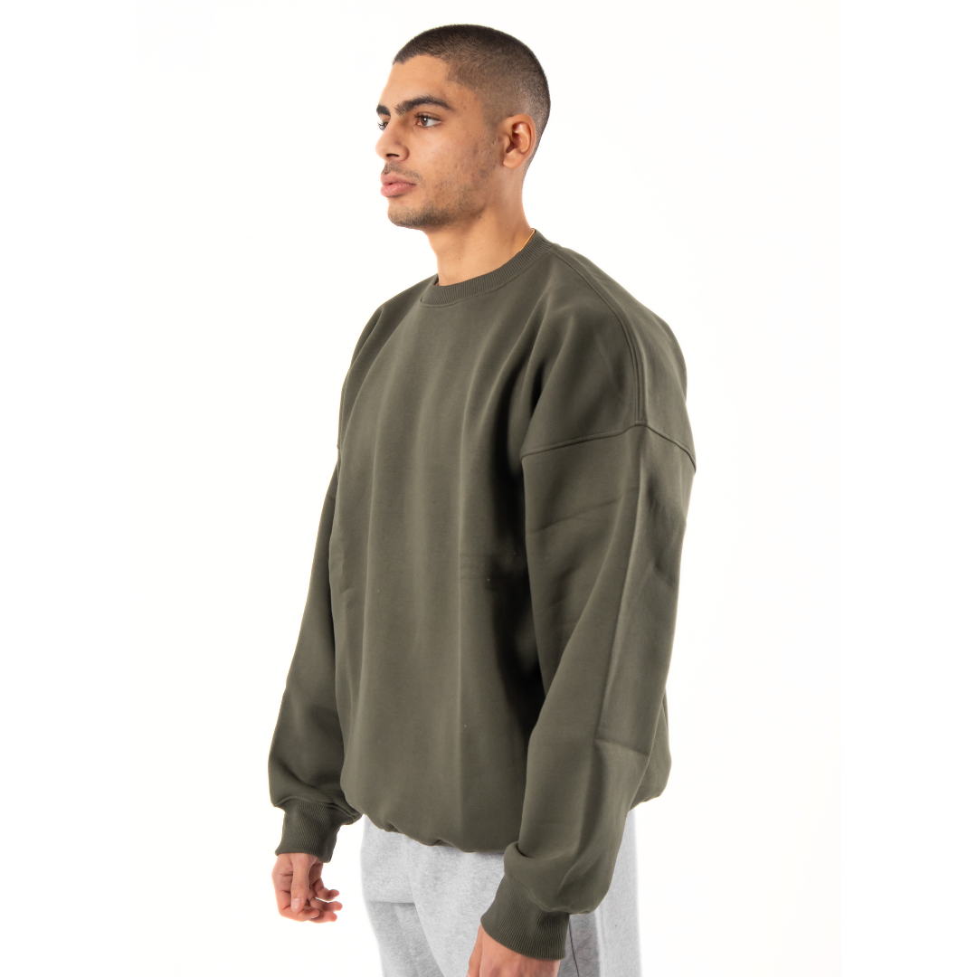 Drop Shoulder Crewneck - Olive