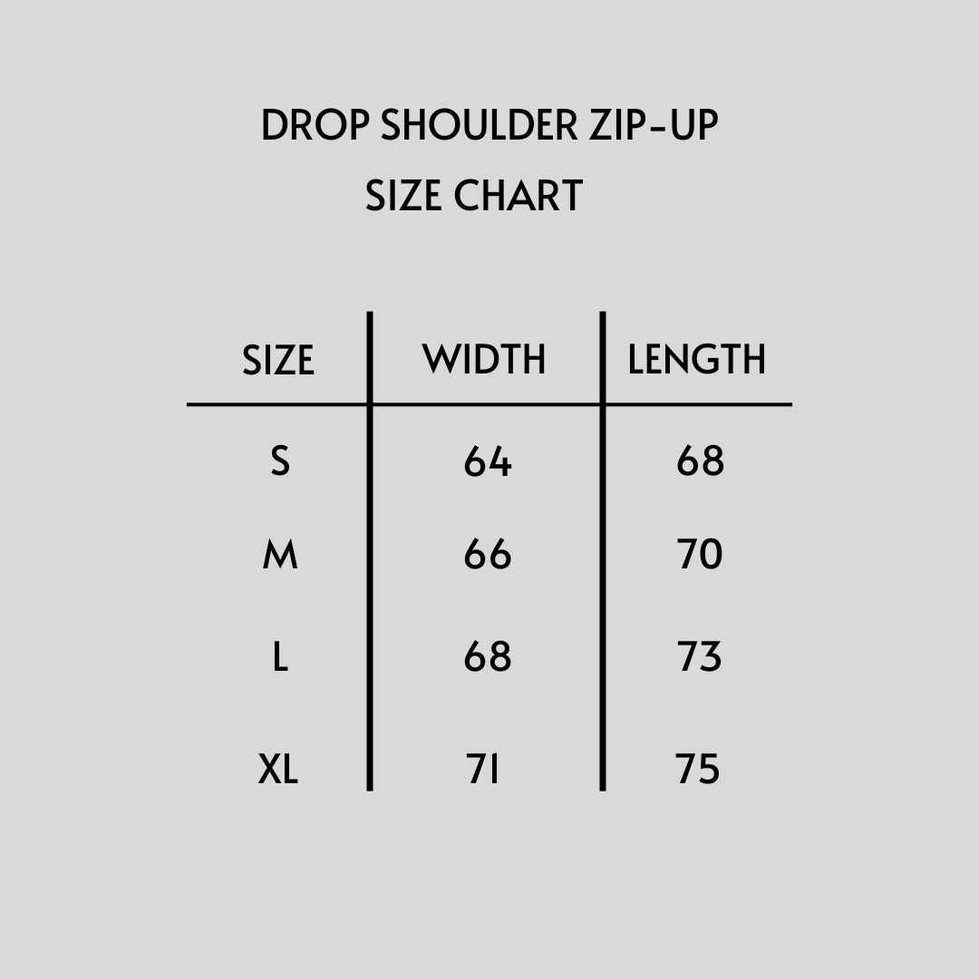 Drop Shoulder Zip-up Hoodie - Grey