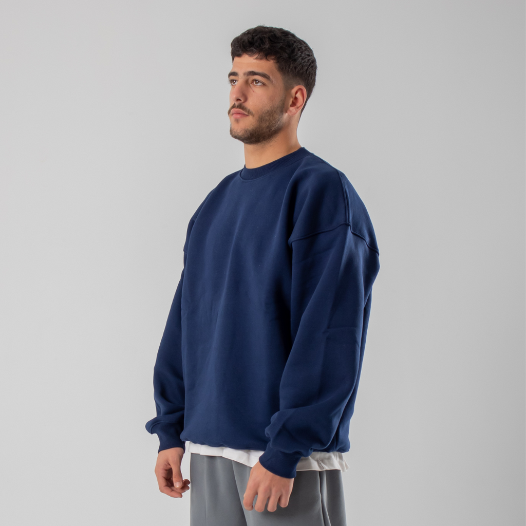 Drop Shoulder Crewneck - Navy