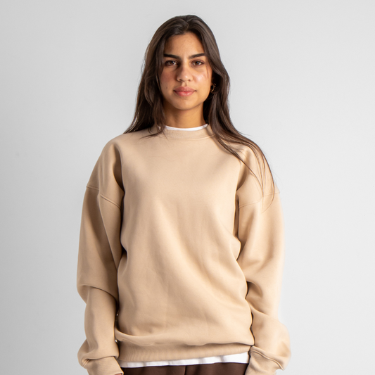Drop Shoulder Crewneck - Beige