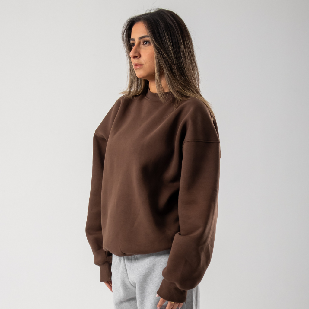 Drop Shoulder Crewneck - Brown