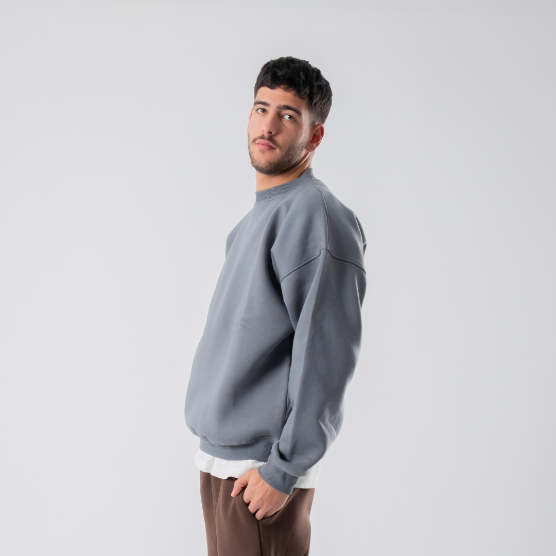 Drop Shoulder Crewneck - Grey