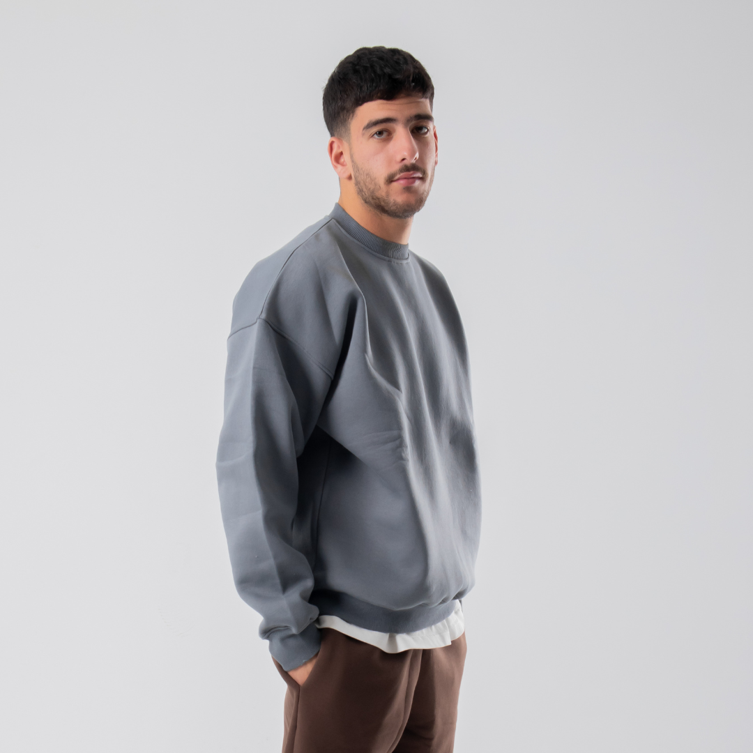 Drop Shoulder Crewneck - Grey