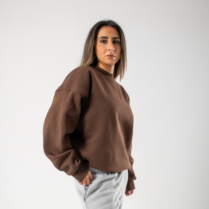 Drop Shoulder Crewneck - Brown