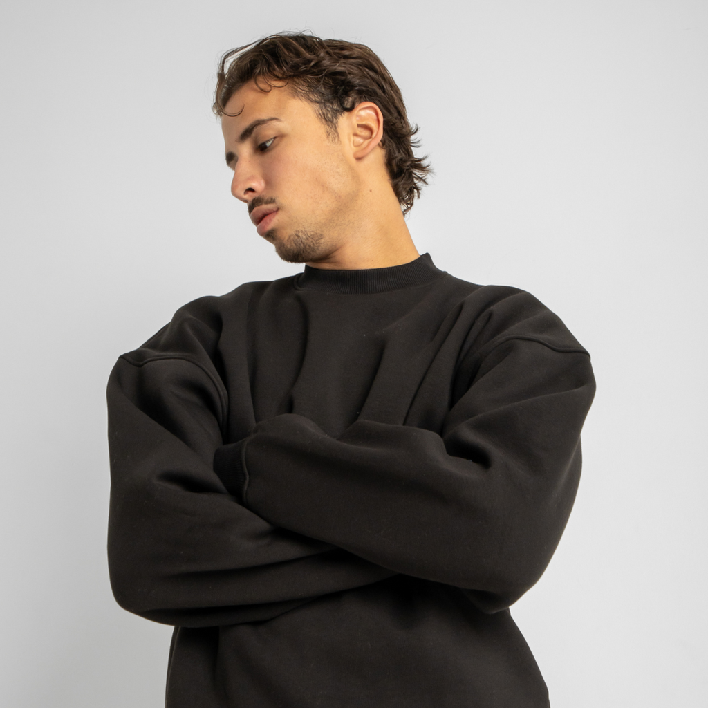 Drop Shoulder Crewneck - Black