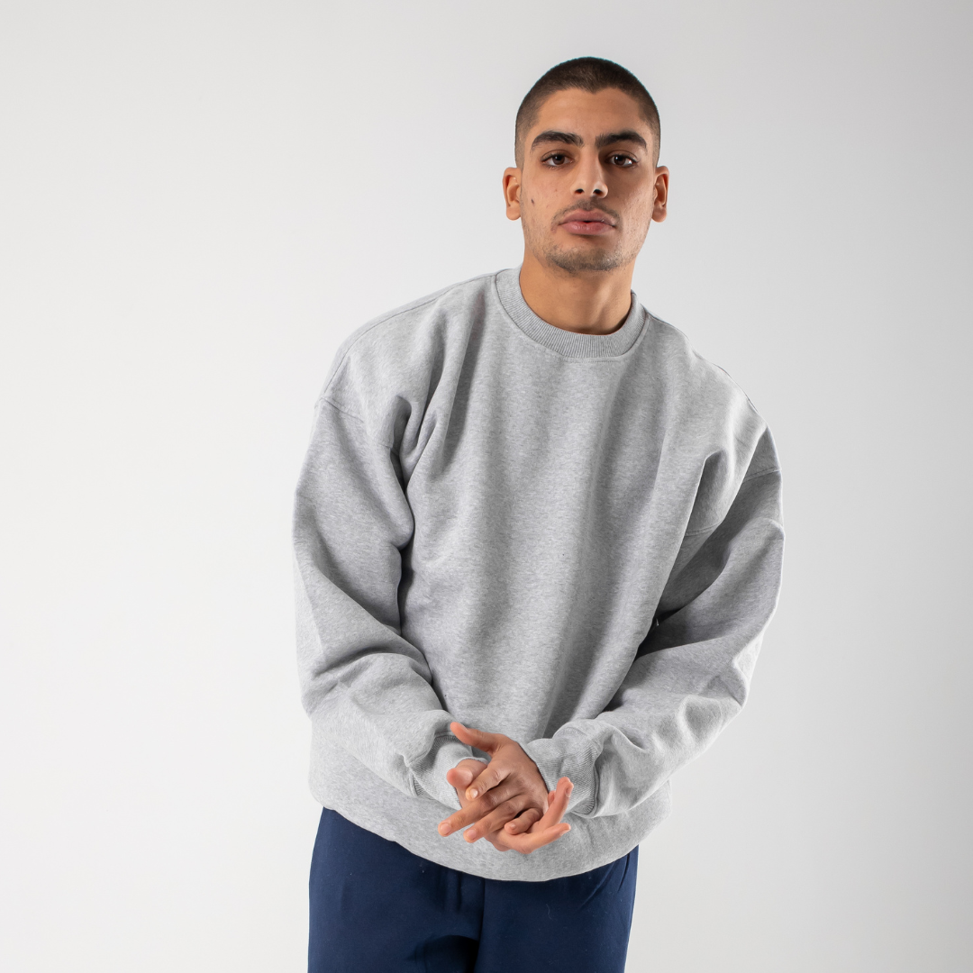 Drop Shoulder Crewneck - Light Grey
