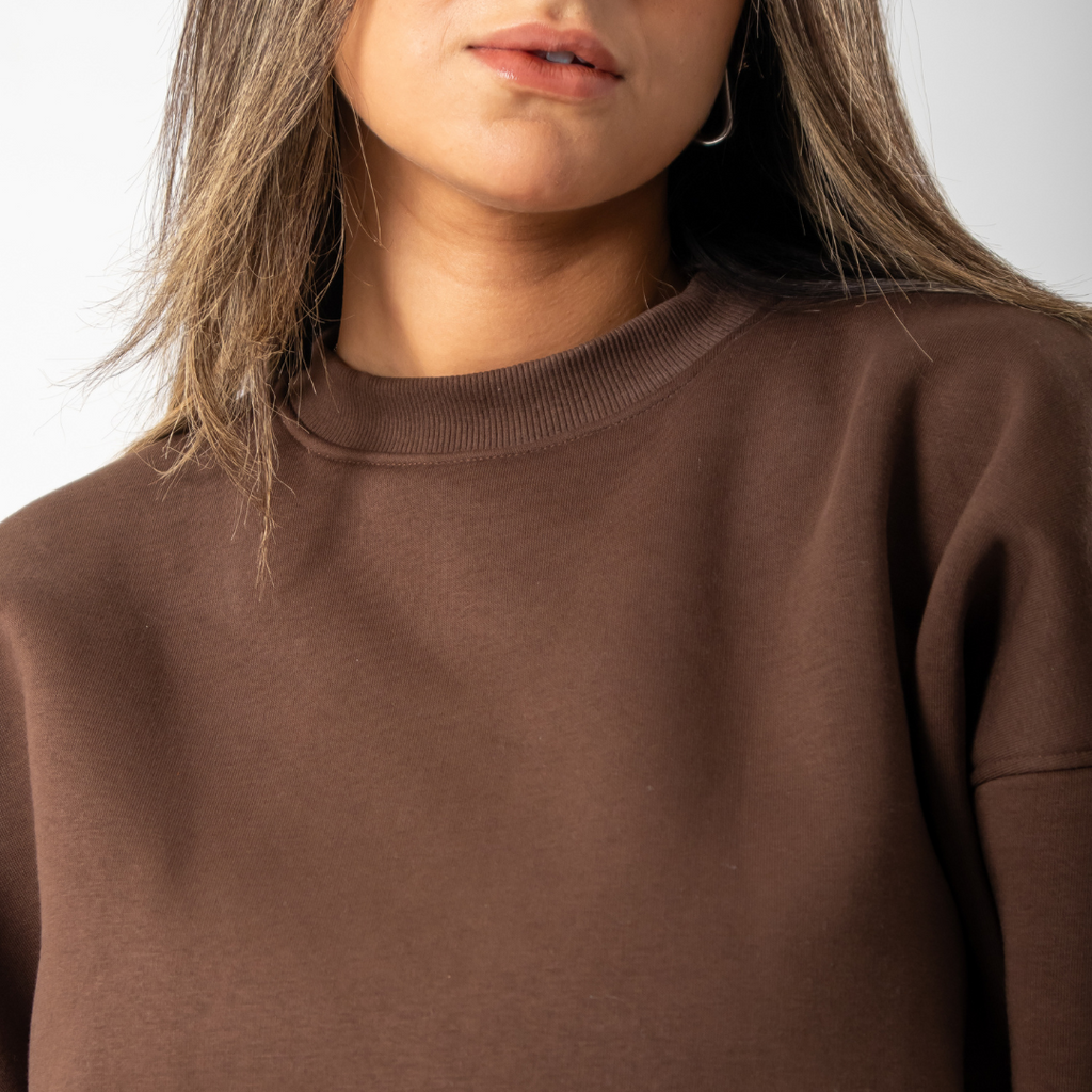 Drop Shoulder Crewneck - Brown
