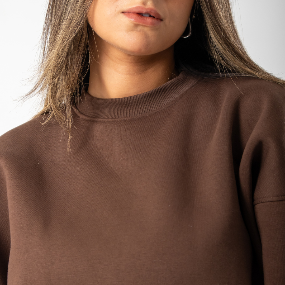 Drop Shoulder Crewneck - Brown