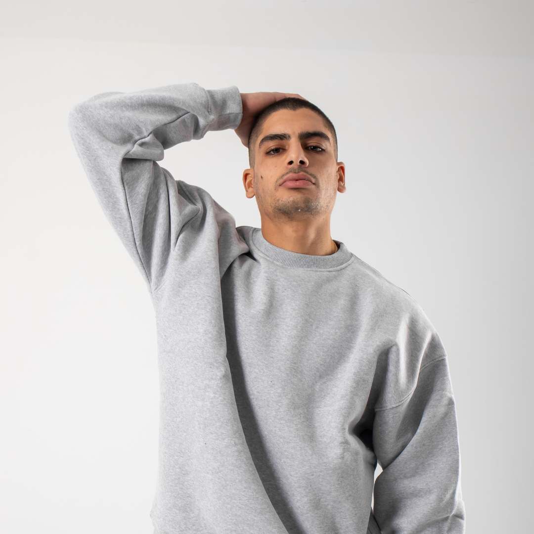 Drop Shoulder Crewneck - Light Grey