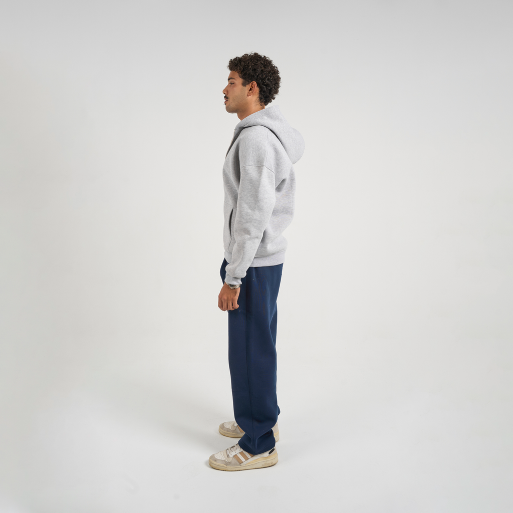 Drop Shoulder Zip-up - Light Grey