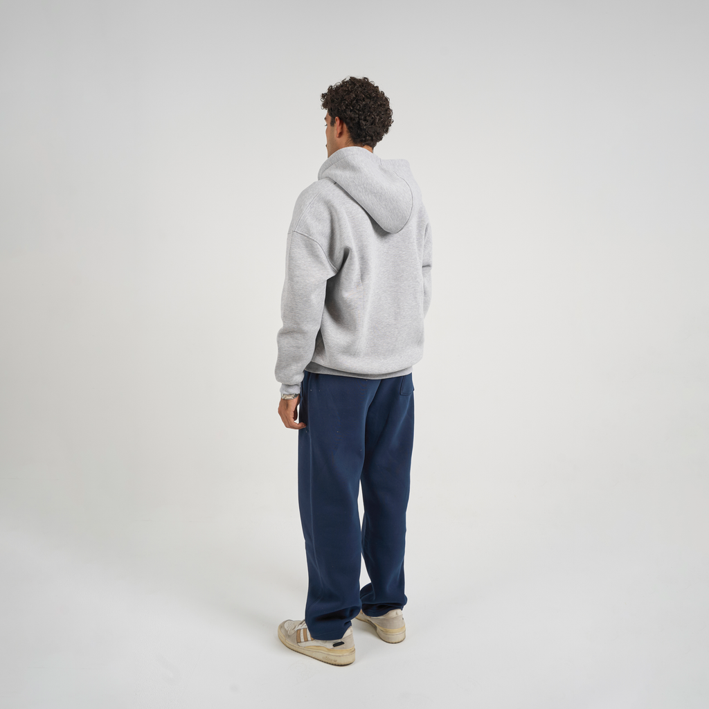 Drop Shoulder Zip-up - Light Grey