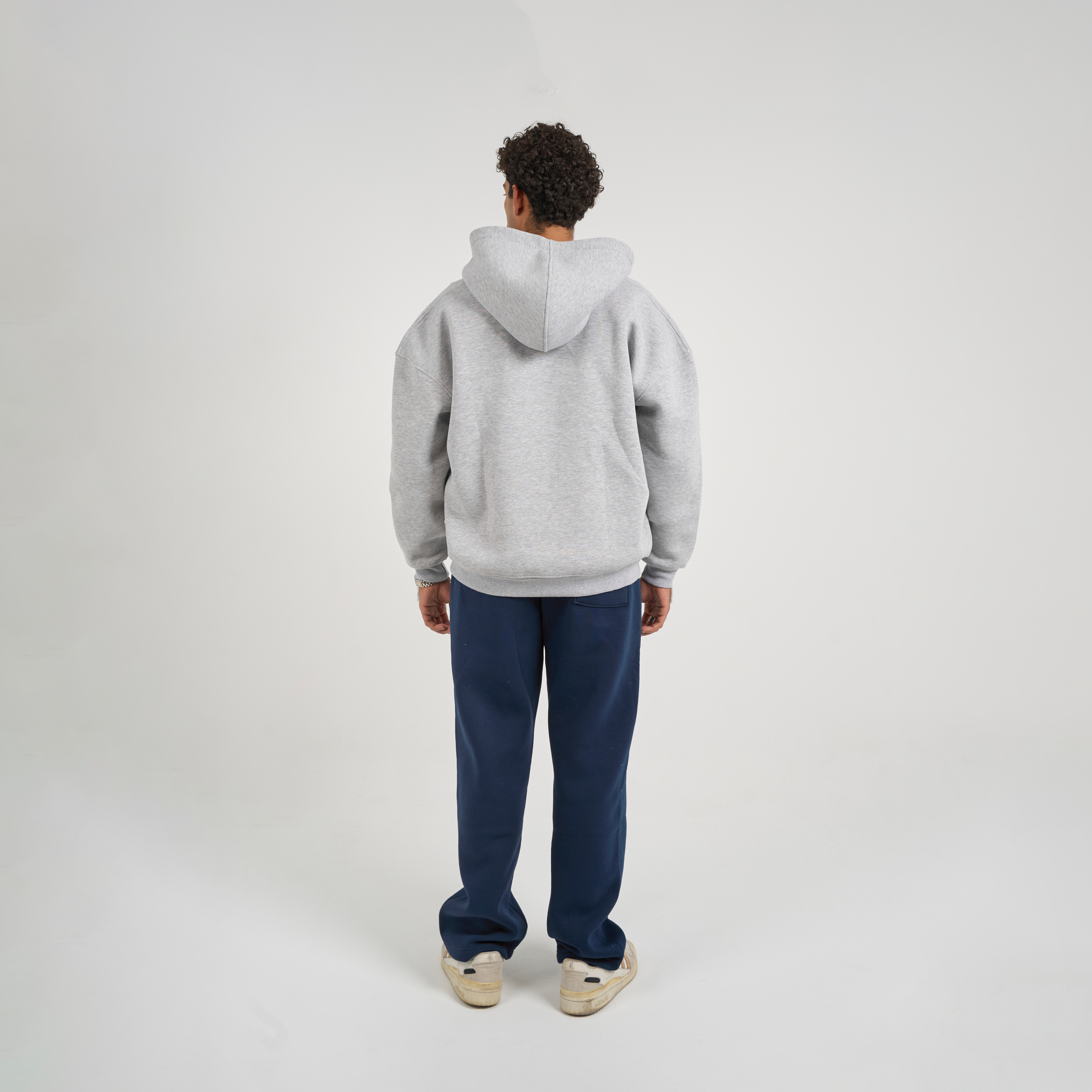 Drop Shoulder Zip-up - Light Grey