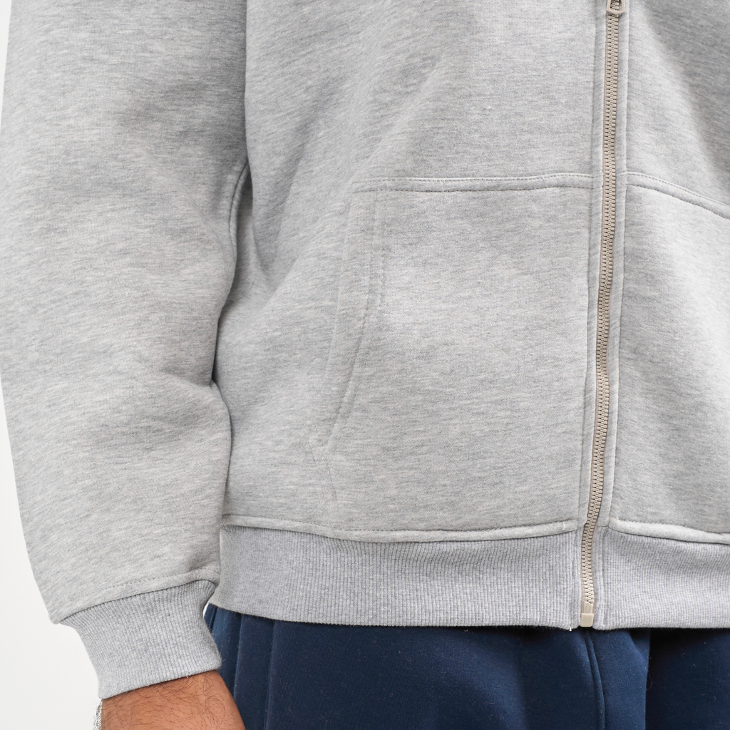 Drop Shoulder Zip-up - Light Grey