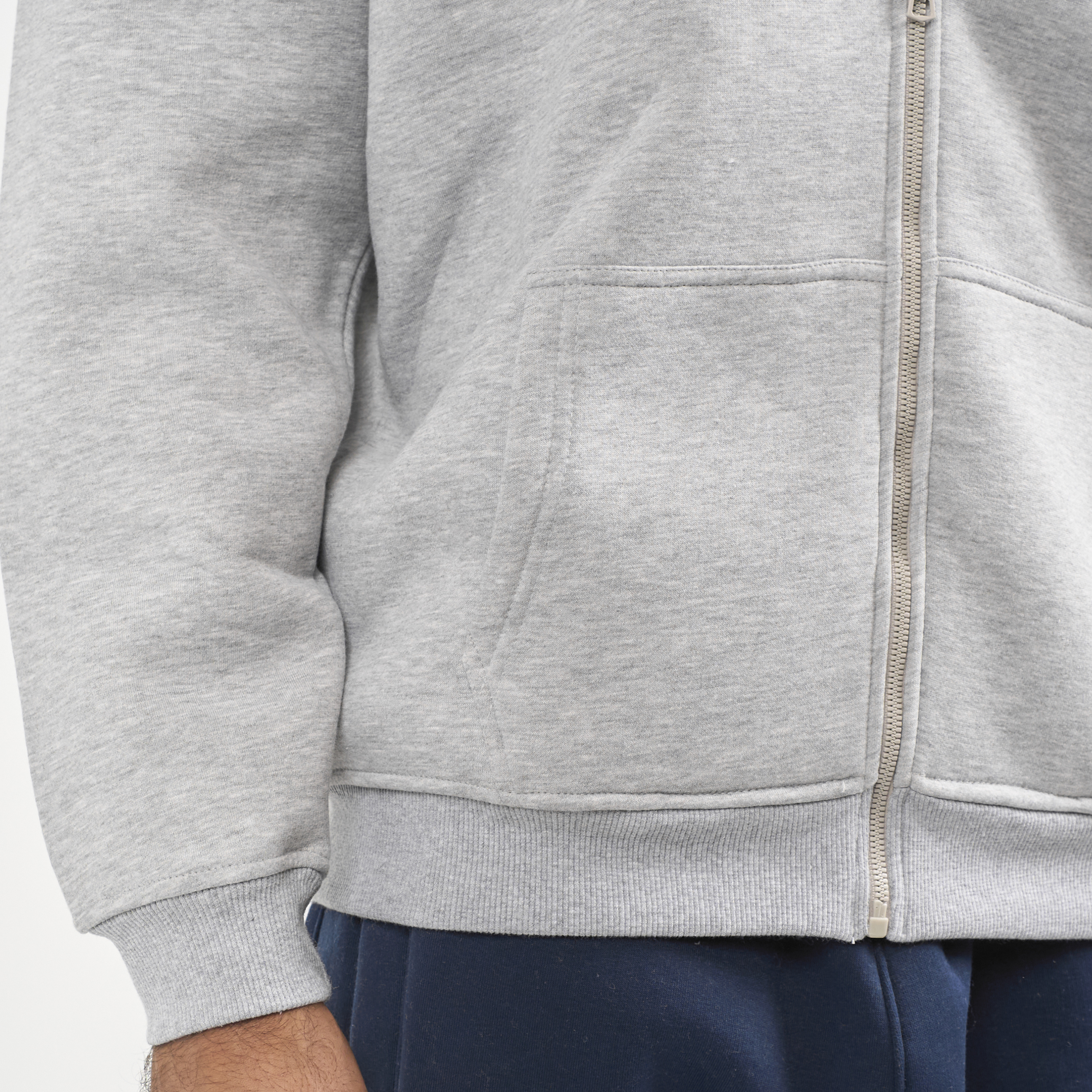 Drop Shoulder Zip-up - Light Grey