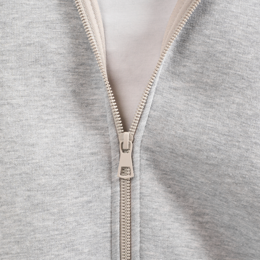 Drop Shoulder Zip-up - Light Grey