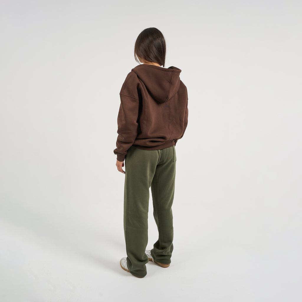 Drop Shoulder Zip-up - Brown