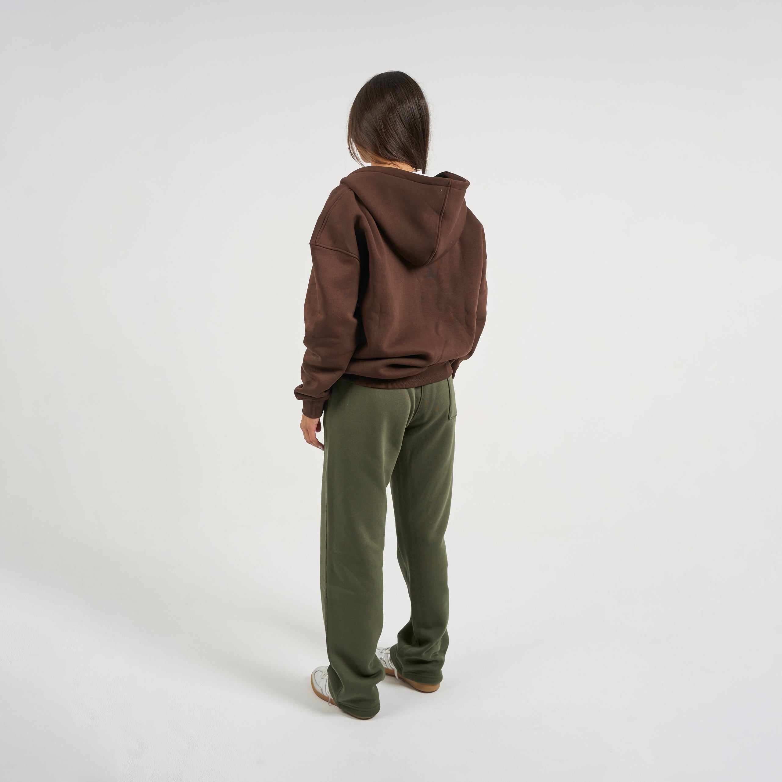 Drop Shoulder Zip-up - Brown