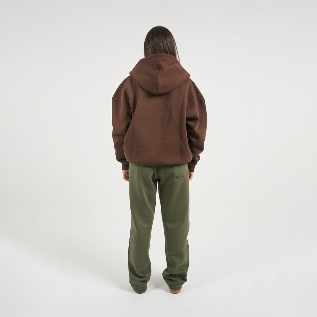 Drop Shoulder Zip-up - Brown