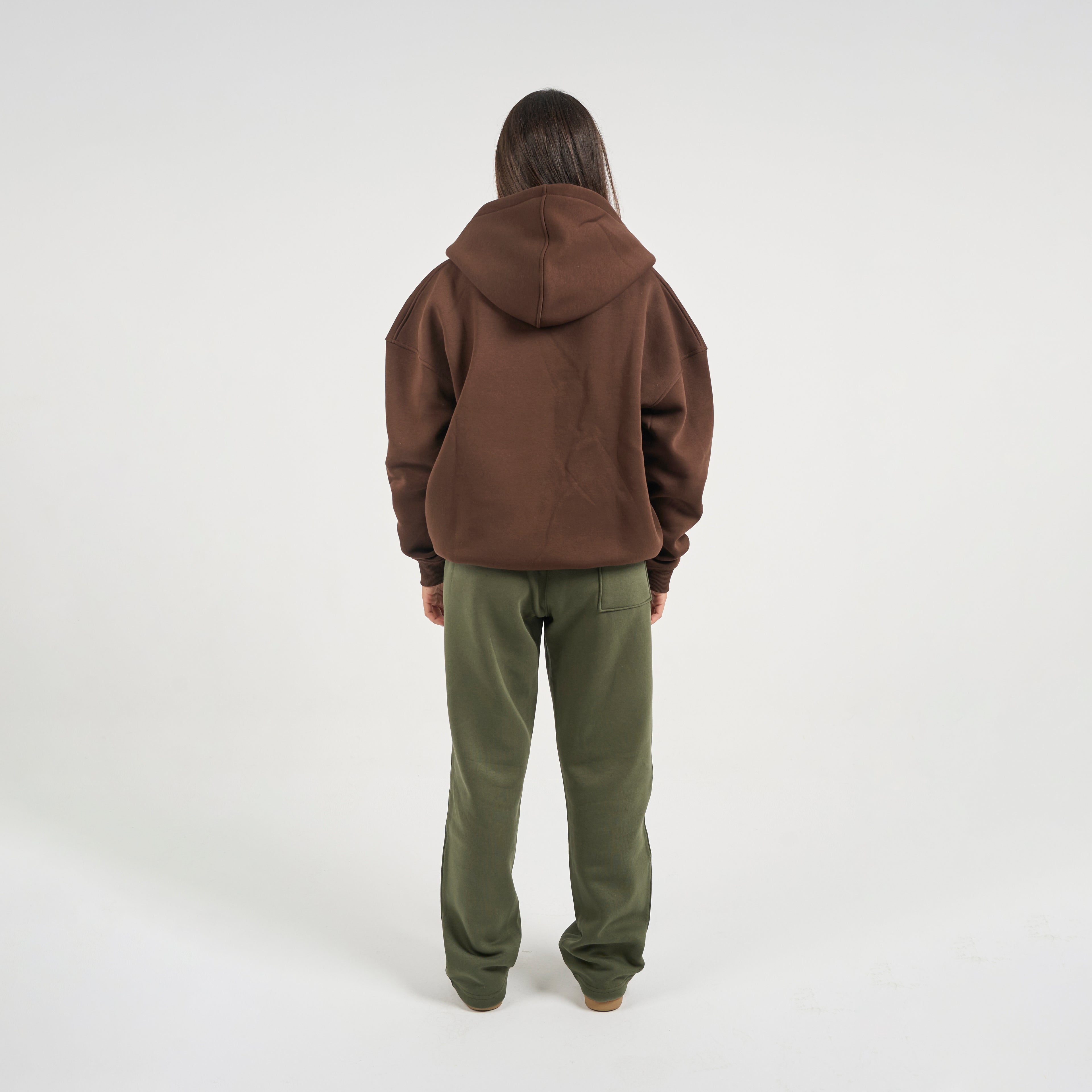 Drop Shoulder Zip-up - Brown