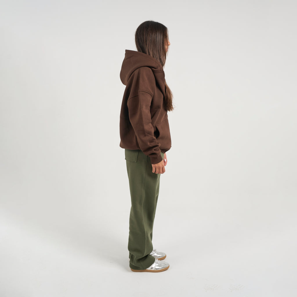 Drop Shoulder Zip-up - Brown