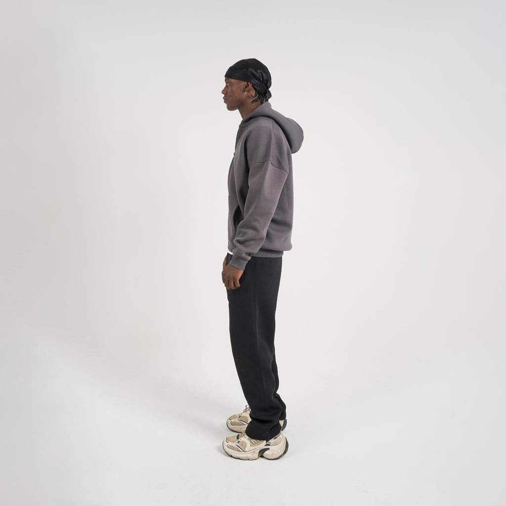 Drop Shoulder Zip-up - Charcoal Grey