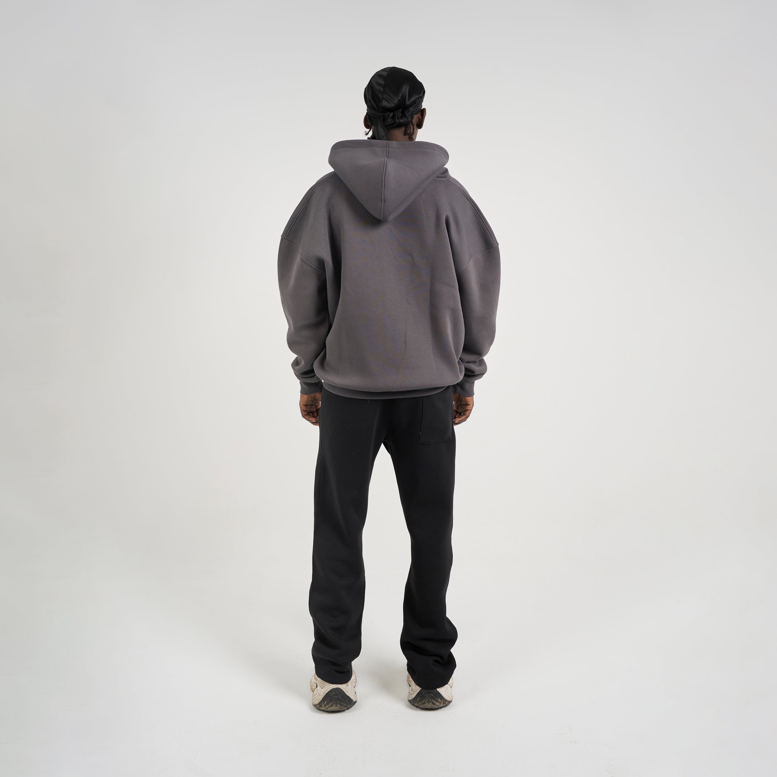 Drop Shoulder Zip-up - Charcoal Grey