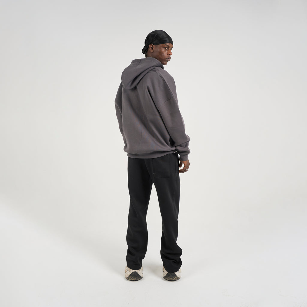 Drop Shoulder Zip-up - Charcoal Grey