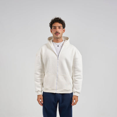 Drop Shoulder Zip-up - White