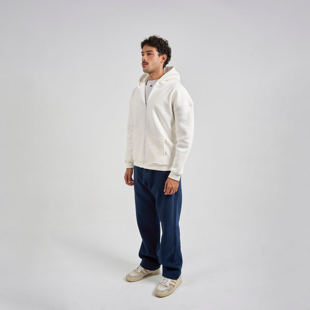 Drop Shoulder Zip-up - White