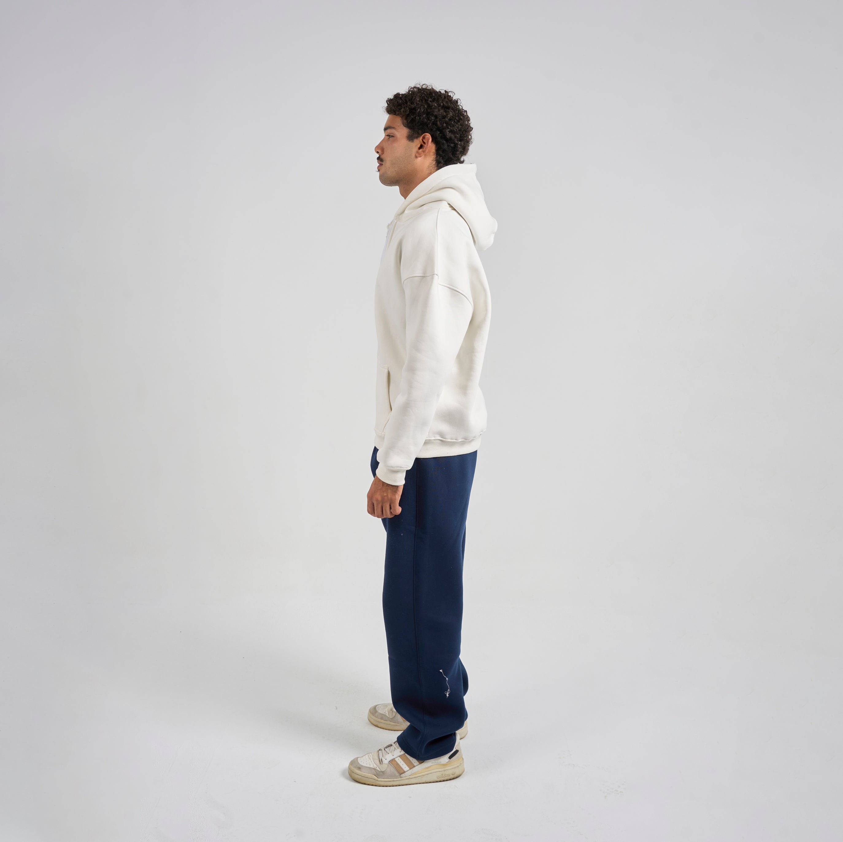 Drop Shoulder Zip-up - White