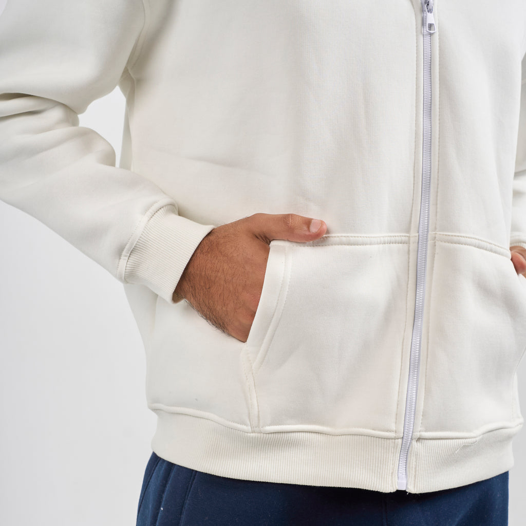 Drop Shoulder Zip-up - White