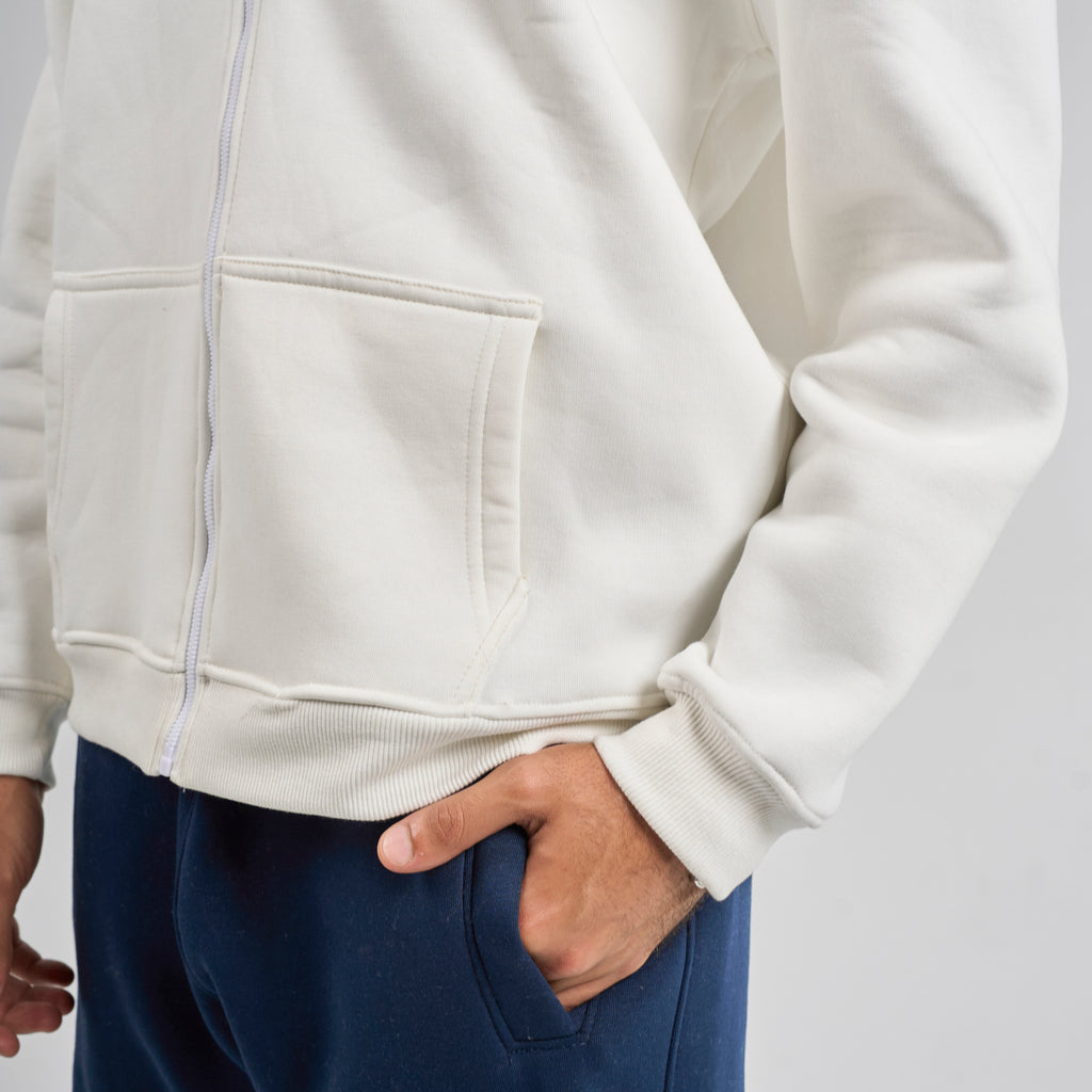 Drop Shoulder Zip-up - White
