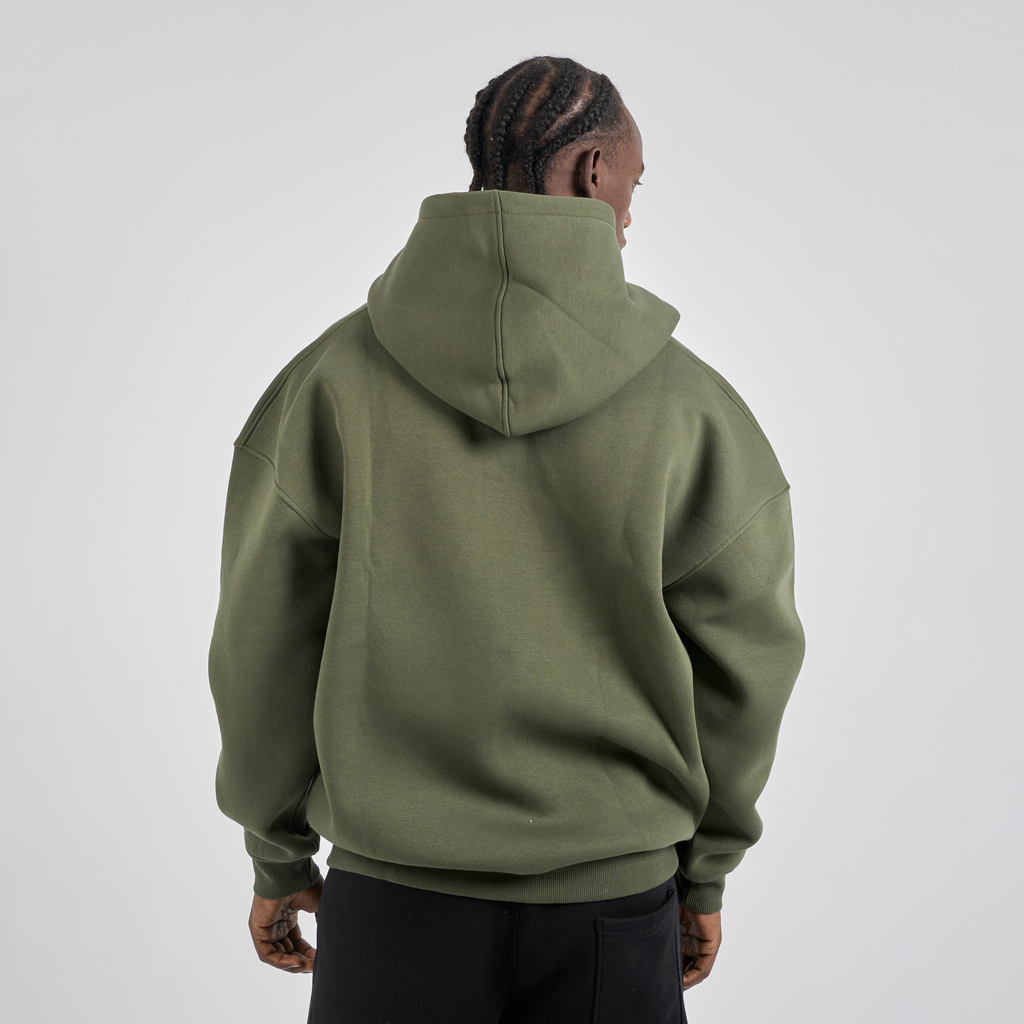 Drop Shoulder Zip-up - Olive