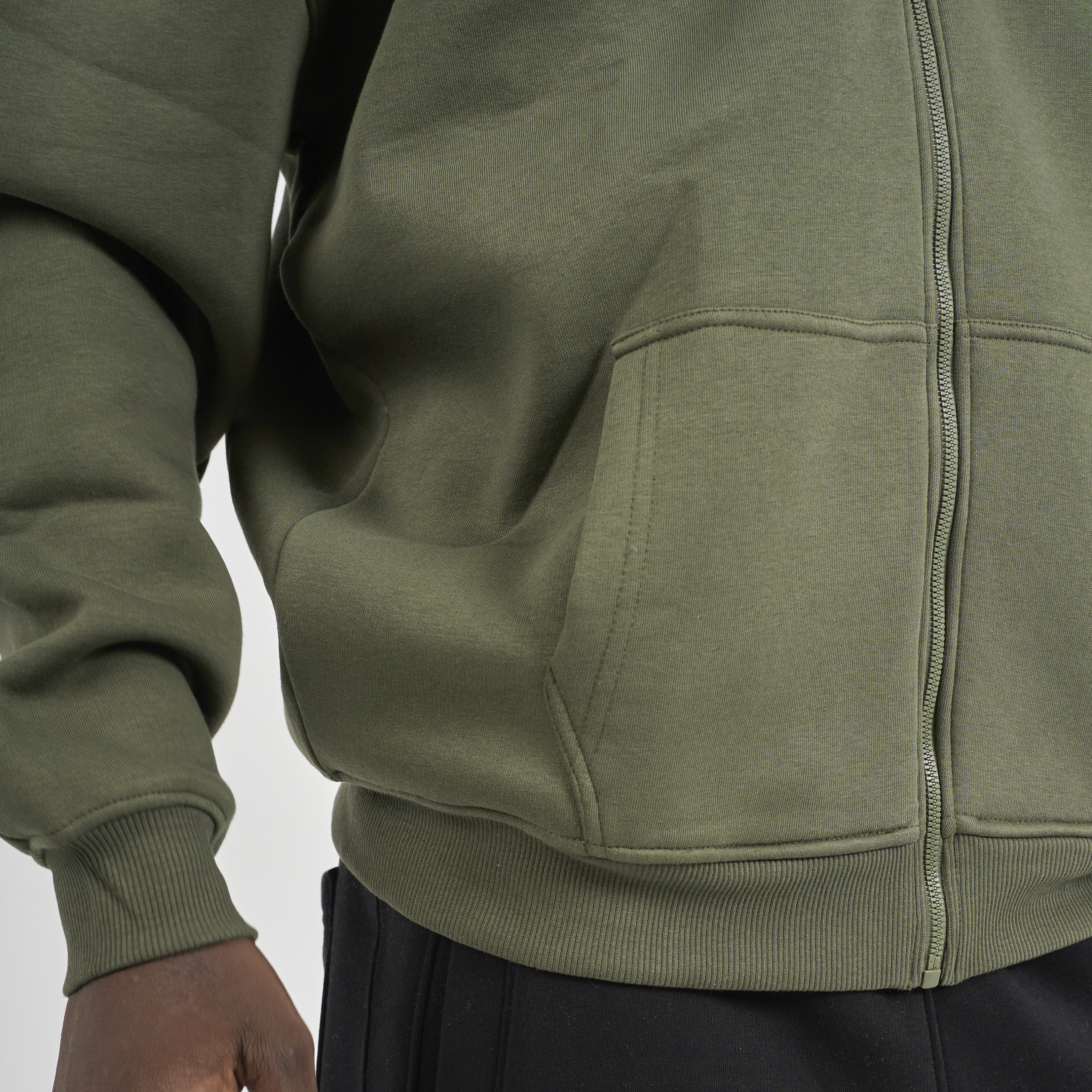 Drop Shoulder Zip-up - Olive