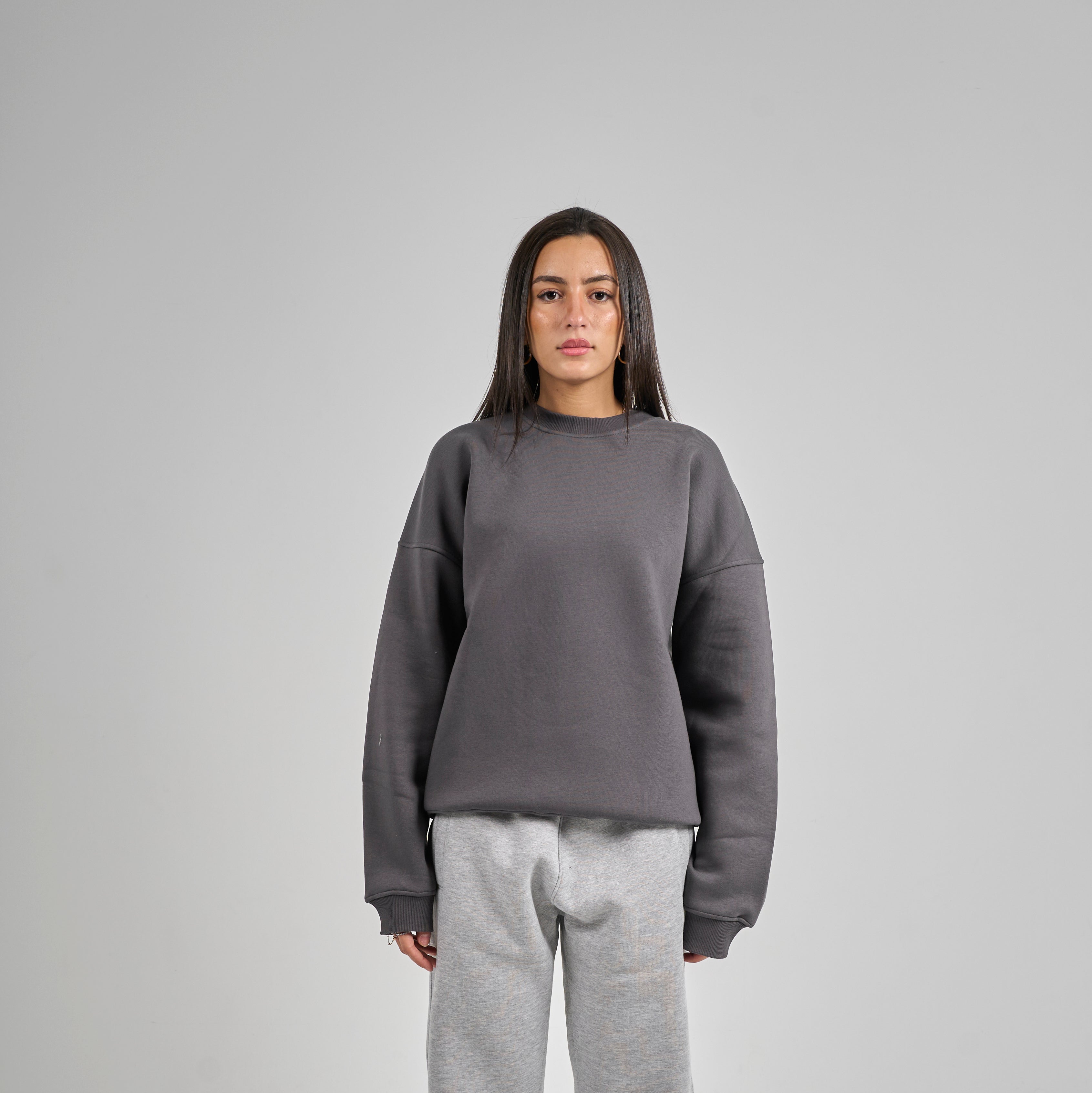 Drop Shoulder Crewneck - Charcoal Grey