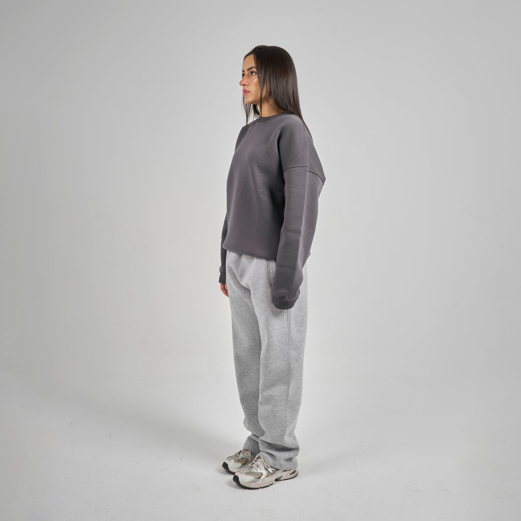 Drop Shoulder Crewneck - Charcoal Grey