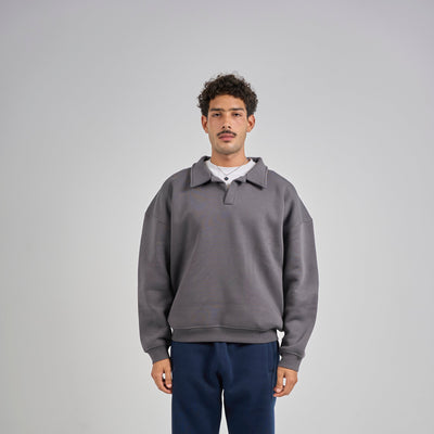 Polo Crewneck - Charcoal Grey