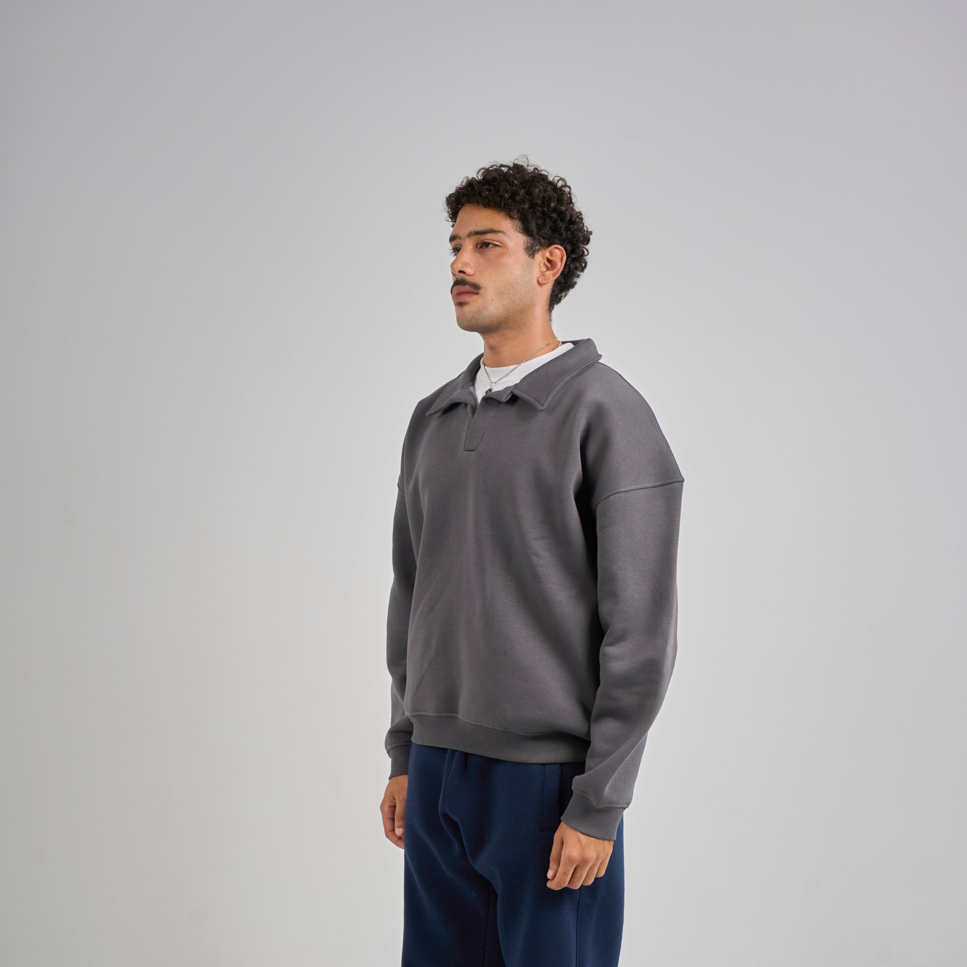 Polo Crewneck - Charcoal Grey