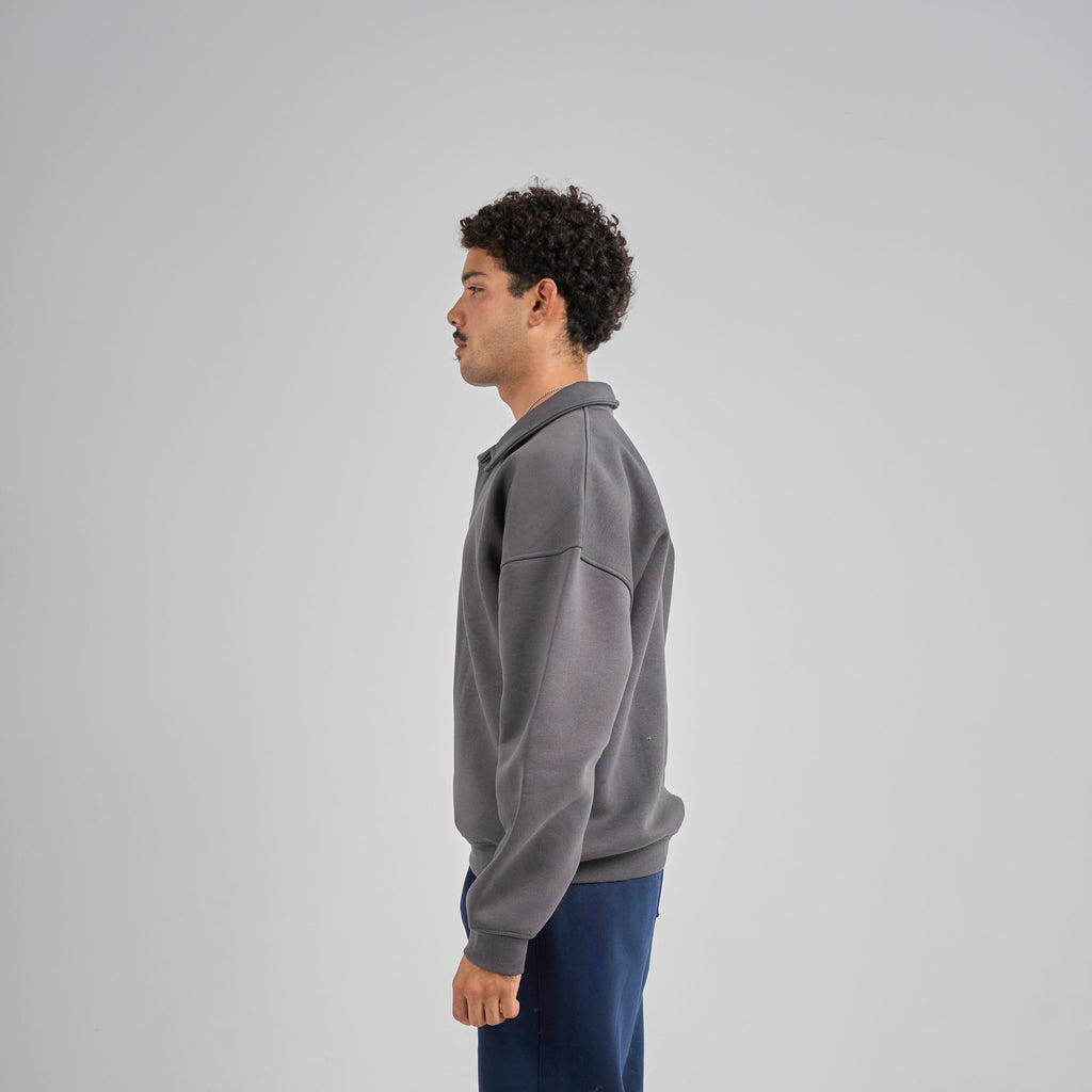 Polo Crewneck - Charcoal Grey