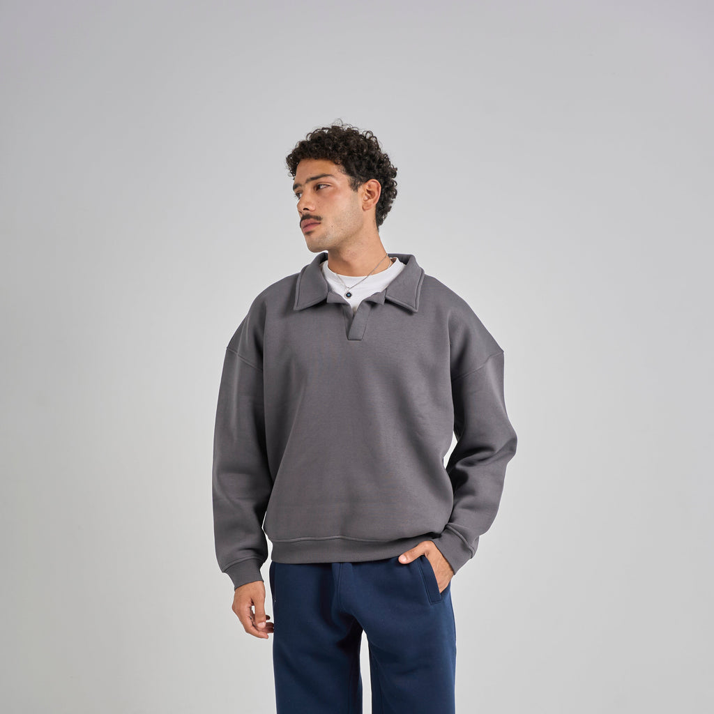 Polo Crewneck - Charcoal Grey